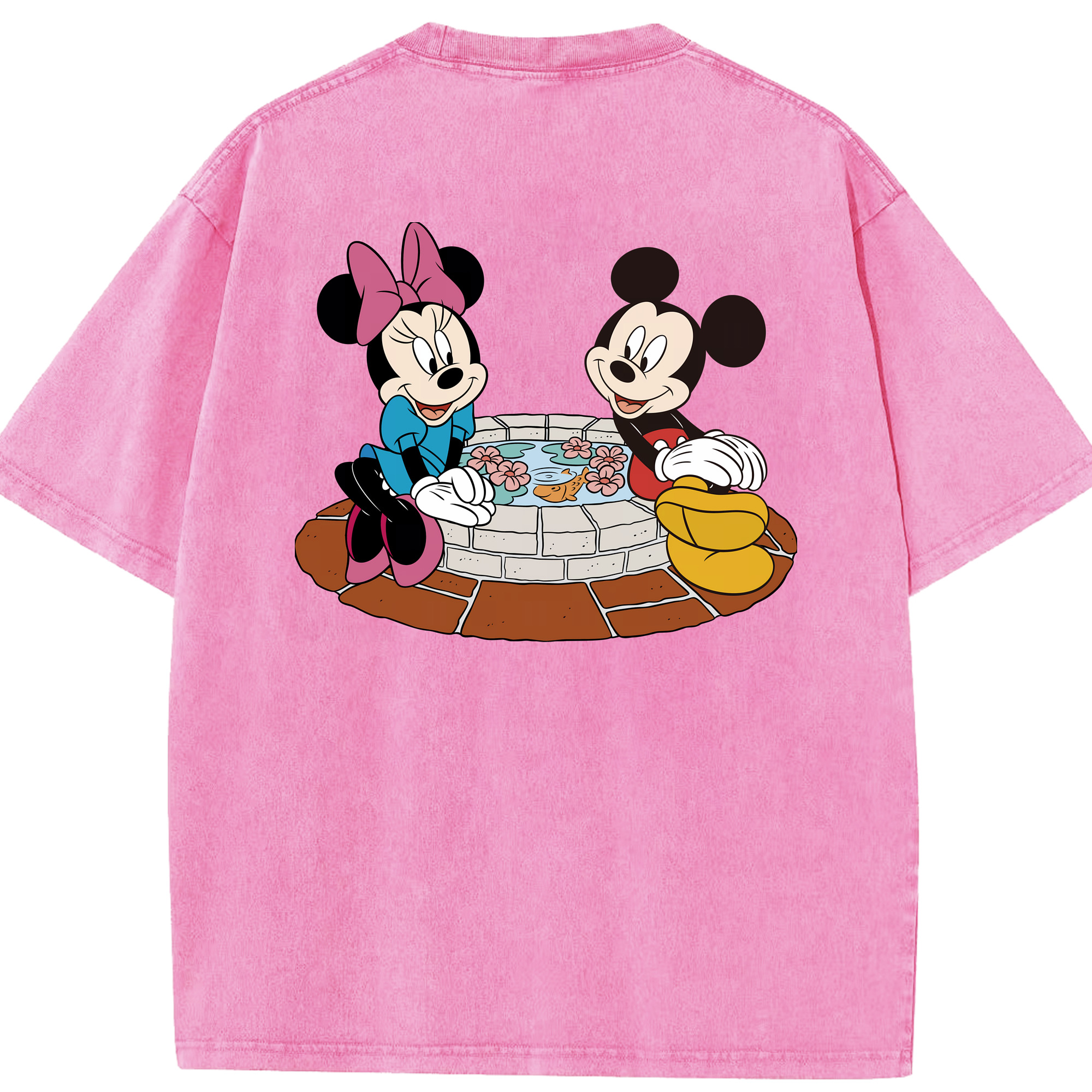 （画像用） ミッキーマウス Mickey Mouse 綿100% ヴィンテージ風 半袖Tシャツ（背面プリント）